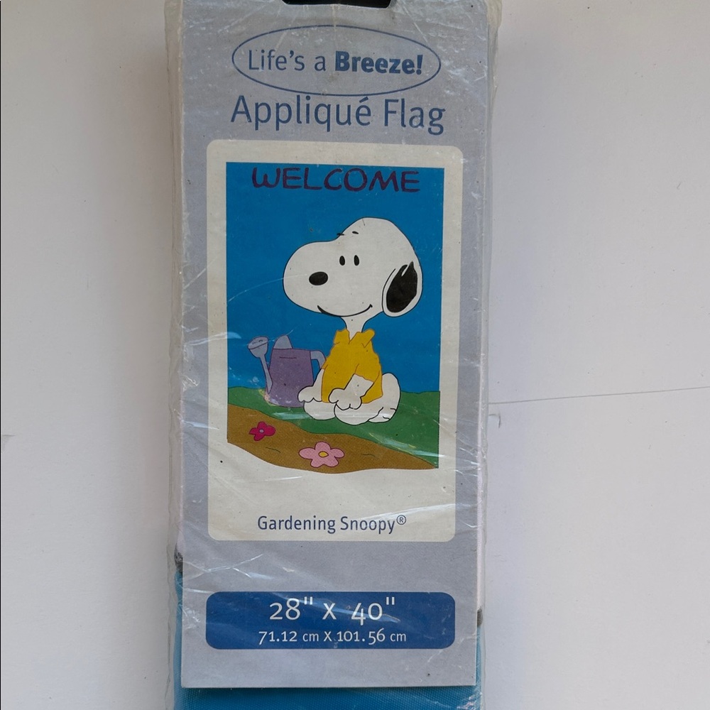Vtg Peanuts Snoopy Welcome Gardening Spring Appliqué Flag 28”x40” Life’s Breeze - Picture 2 of 6